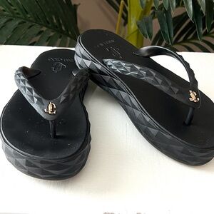 Jimmy Choo Black Sandals with Gold Detail